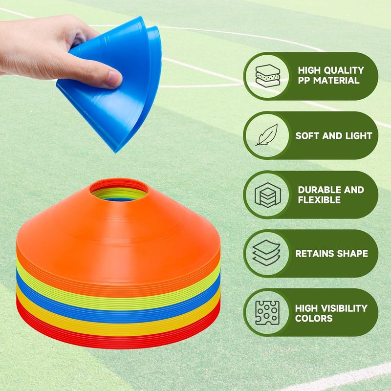 Klurent Store 35/65/105 PCS Agility Soccer Cones for Training, Reusable Sports Cones for Drills with Mesh Bag, Training Cones for Soccer Practice, Football, Basketball - Disc Cones Training Equipment - Image 3